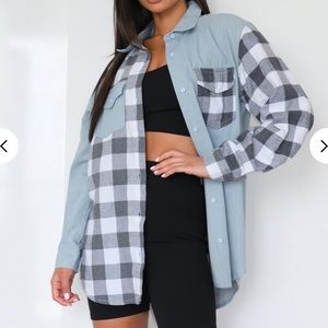 Denim checkered/ plaid collared shirt by misguided